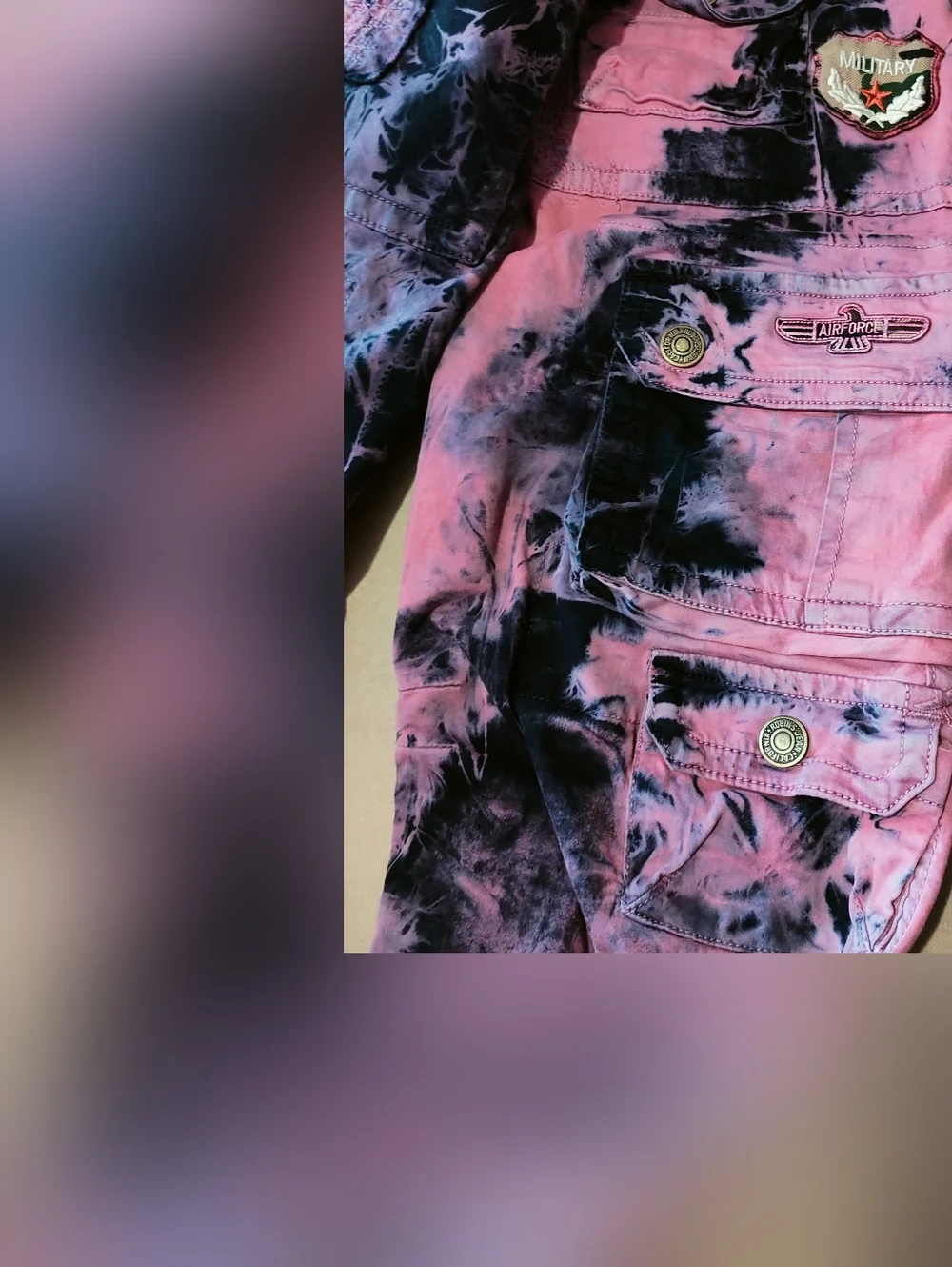 Vintage Rock Revival Pink and Black Tie-Dye Cargo Pants - Picture 7 of 16